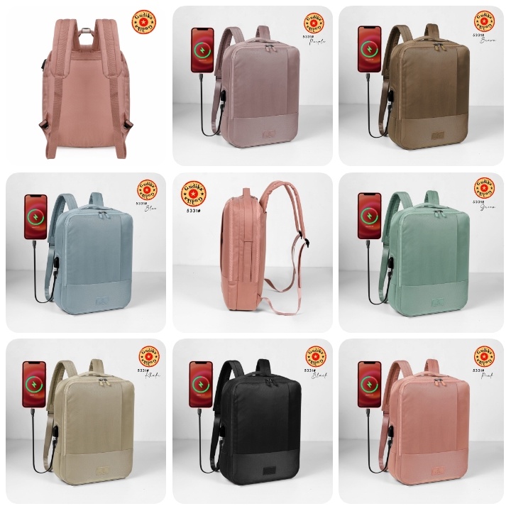 GUDIKA Bag Sefora 5330 ( 2 Fungsi ) Tas Laptop Backpack Ransel Nylon Waterproof 14 15 16 inch with USB Port - Tas Laptop Macbook Selempang Hand Strap - Ransel Kasual Bahan Nilon Anti Air Untuk Outdoor/Travel/Hiking/Sekolah/Hadiah