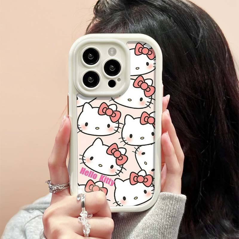 IPHONE Casing Ponsel Desain Wajah Cerah Gaya Krim Kucing Tersenyum Layar Penuh Kompatibel Dengan Iphone12 13 14 11 Pro Max X Xs Max Xr Rtfg