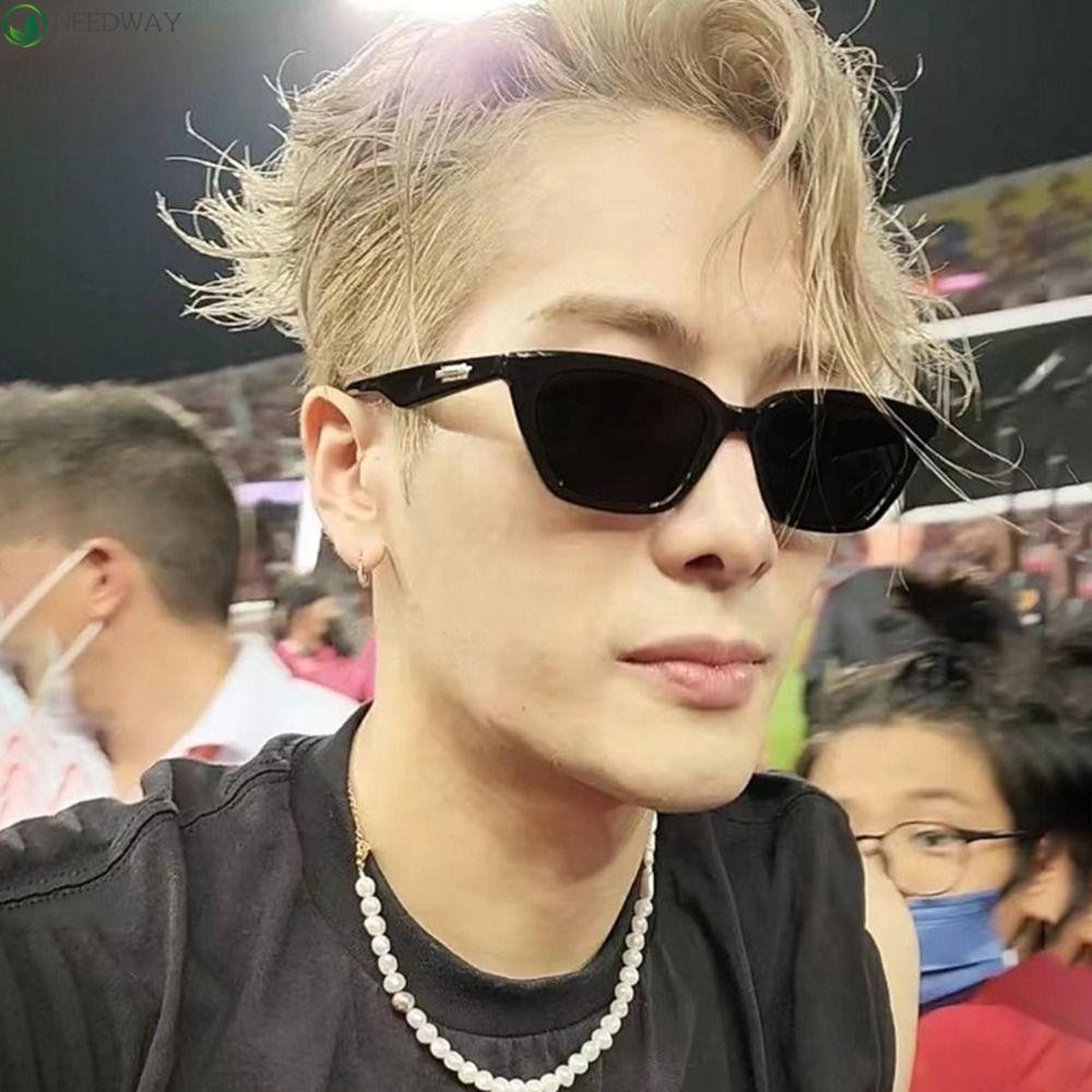 Needway Kacamata Anti UV Fashion Simple Vintage Retro Sunglasses PC Jackson Wang Gaya Yang Sama Bingkai Oval Gaya Jalan Properti Foto Gaya Korea Eyewear