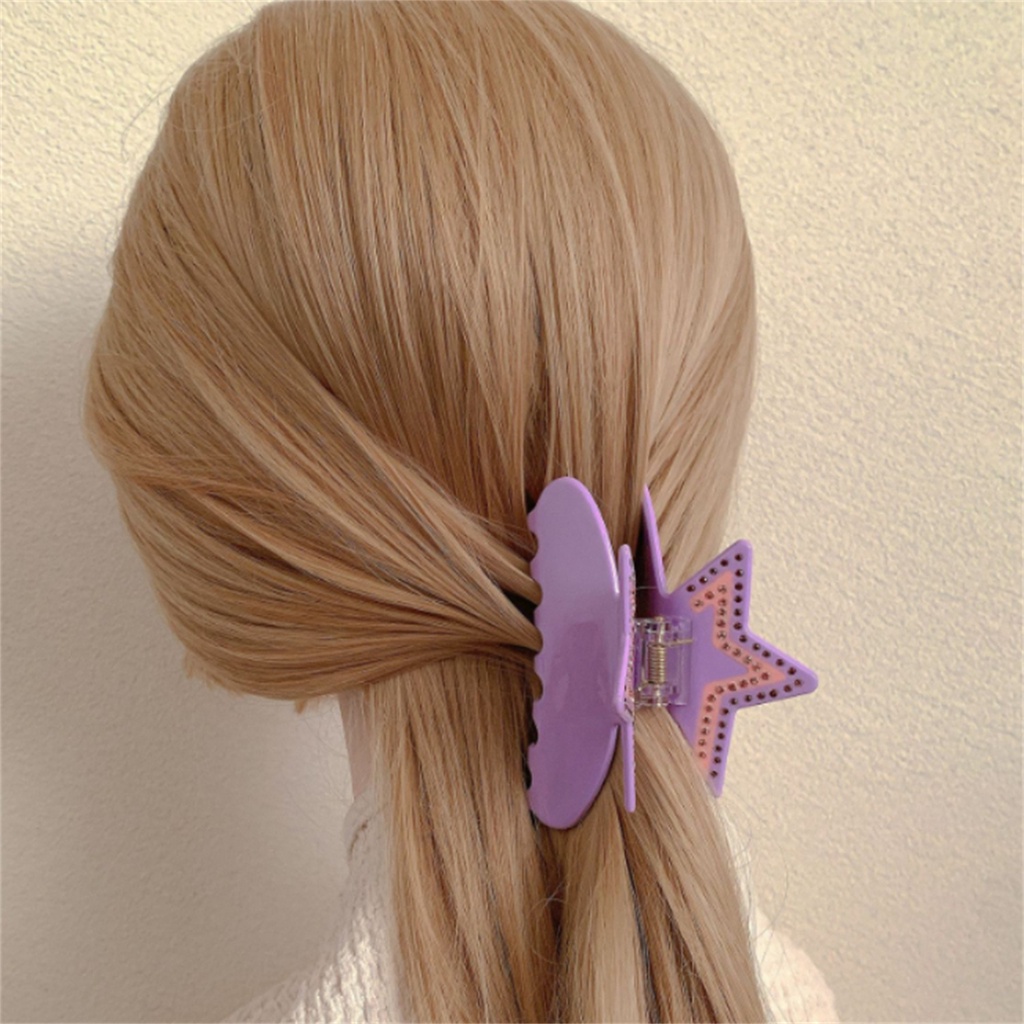 Versi Korea Asetat Manis Hairgrips 3D Butterfly/Five-Pointed Star/Heart Hairclaw Untuk Anak Perempuan Sederhana Serbaguna Aksesoris Rambut