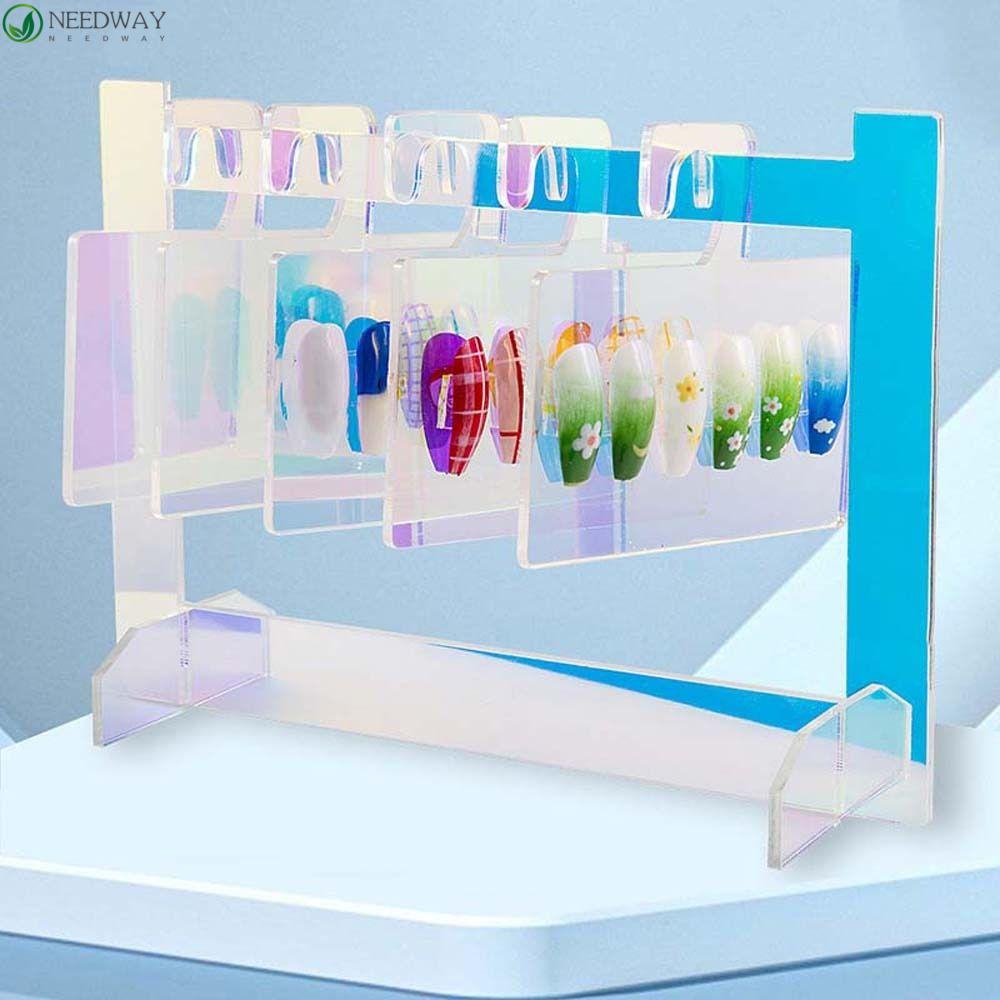 Needway Nail Art Display Stand Aurora Kuku Palsu Nail Stand Hook Rak Alat Manikur Gel Polish Mandi Dapat Digantung Papan Nail Art Nail Art Tips Rak