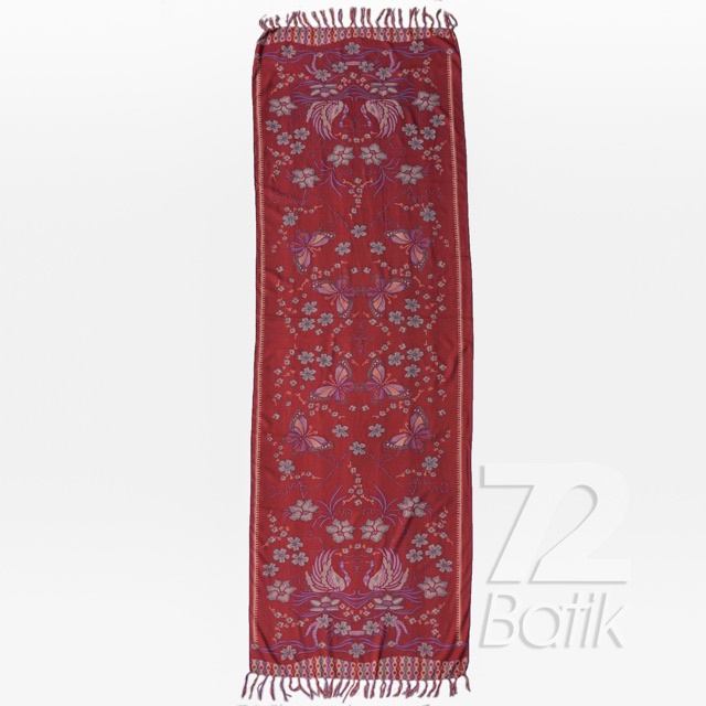 Kain Dan Selendang Premium Motif Two Tone Kolam Bali Warna Maroon 723902 Cap 72