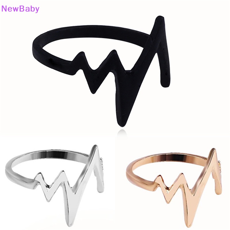 Newbaby Vintage Heartbeat Ring Women Adjustable Electrocardiogram Ring Women Jewelry ID