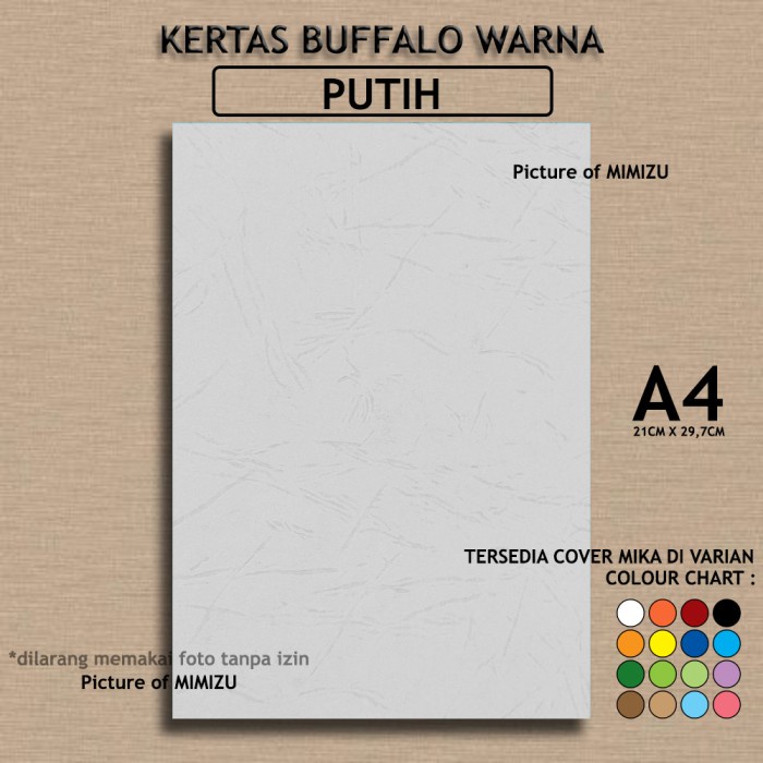 

Kertas Buffalo A4 PUTIH Corak Embos Cover JILID SAMPUL