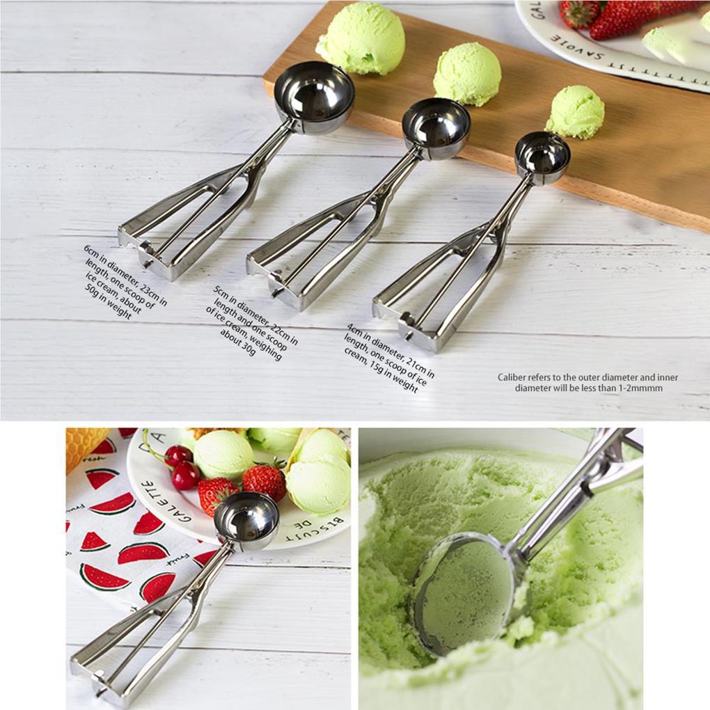 Sendok Es Krim Stainless Steel Semangka Melon Puding Jelly Scoop Gagang Panjang Cookie Scooper Aksesoris Dapur