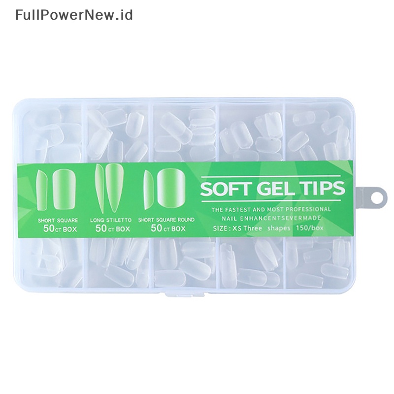 Power 150pcs 3model Tips Kuku Palsu Full Cover Gel Extension Dengan Box ID