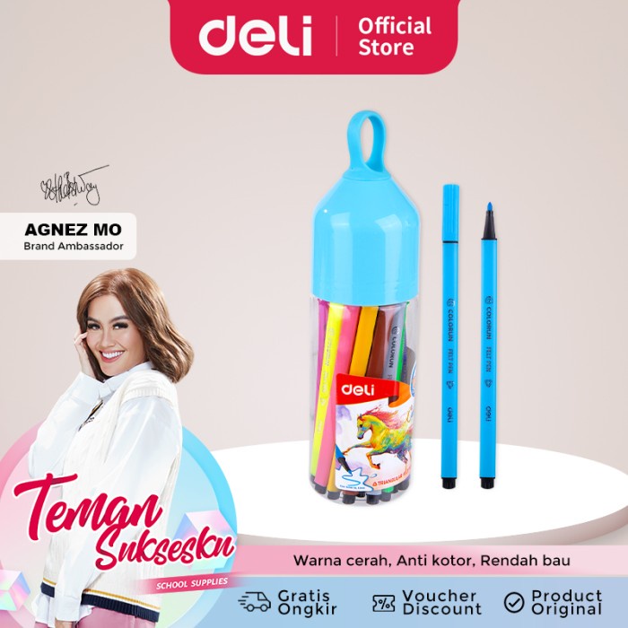 

Deli EC10526 Felt Pen Washable 1.0mm 24C / Spidol Mudah di Hapus 24C