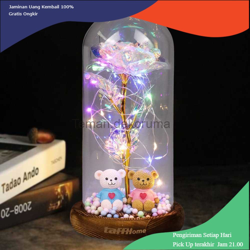 TD - LMP TaffHOME Lampu Meja Hias LED Mawar Beauty &amp; The Beast Bubble Colorful - RG-014