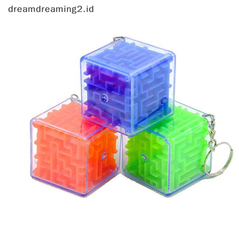 (drea) Puzzle Anak Maze Cube 3CM Gantungan Kunci Rotag Manik Maze Deion Mainan //