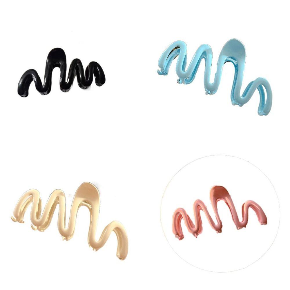 Needway Wave Hair Claw Temperamen Manis Warna-Warni Resin Tidak Teratur Gaya Korea Klip Hiu Untuk Wanita