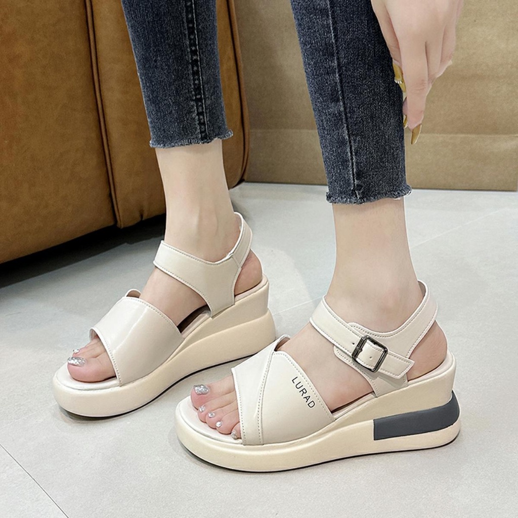 Sendal Wedges Wanita Slip On Terbaru 2023 Sandal Tinggi Wanita Korean Style Kekinian Fashionable