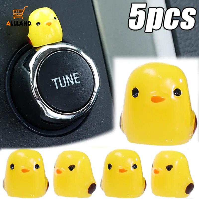 5pcs/set Ornamen Mobil Boneka Resin Ayam Kuning Kecil Lucu/ Dasbord Otomotif Hias Kartun Anak Ayam/ DIY Aksesoris Interior Kendaraan