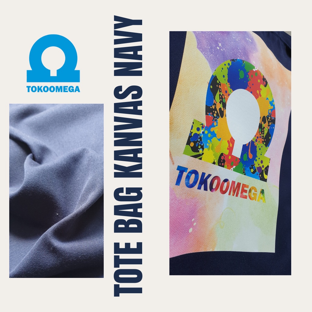 Totebag Custom Canvas Navy Cocok Untuk Kuliah Wanita Dan Pria, Tote Bag Resleting Kanvas Tebal Tas Tote Bag Polos 30x40