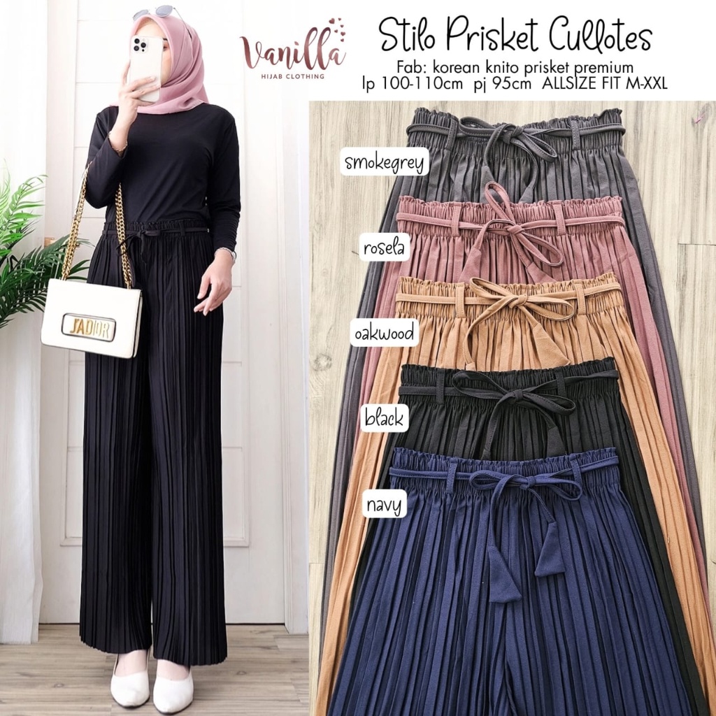 STILO PRISKET CULLOTES ORI VANILLA | Korean Knito prisket Premium | Kulot Plisket