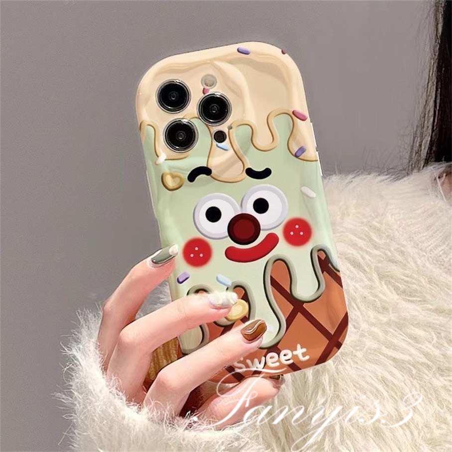 Redmi 12 12C A1 10C 10 10A 9 9A 9C 9T Note 12 12s 11s 10s 11 10 9s 9 Pro Xiaomi Poco X3 X3NFC X3Pro 12 11 Lite Ice Cream Smiley Face Wavy Curved Edge Phone Case TPU Soft Cover