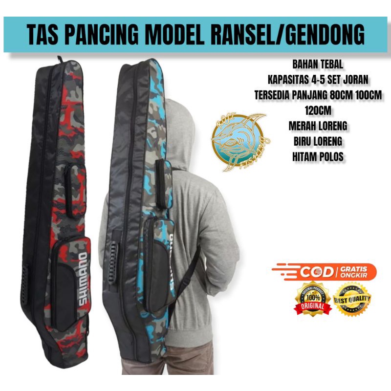Tas Pancing Shimano 100cm Kantong 2 Lapis Eva Tas joran  Tas Pancing 100cm. Tas Pancing Ukuran 100cm