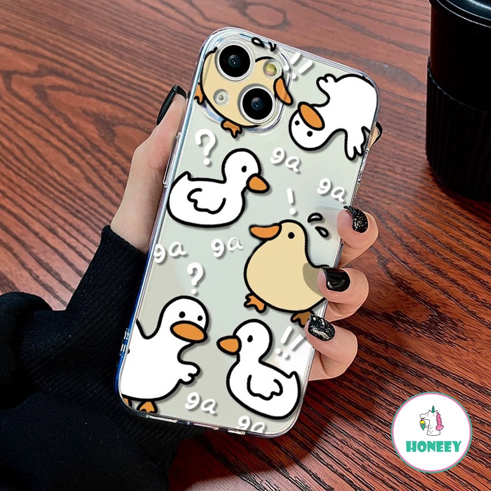 Lovely Ducks Casing Ponsel Kompatibel Untuk iPhone 14 Pro Max13 12 Pro Case iPhone 11 Pro Max XR XS 7 8Plus Simple Bening Shockproof Back Cover