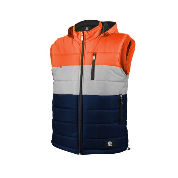 DENZEL - Rompi Pria Abu Hitam DZ 034 - Jaket Rompi Pria - Rompi MOtor - orange pth navy, M