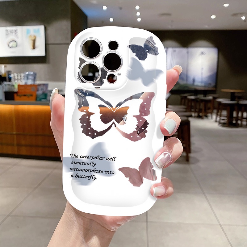 IPHONE Butterfly Soft Case Kompatibel Untuk Iphone14 13 12 11 Pro Max XS X Xr8 +7 Plus Silikon Transparan TPU Shockproof Casing Phone Cover Cell Precticer