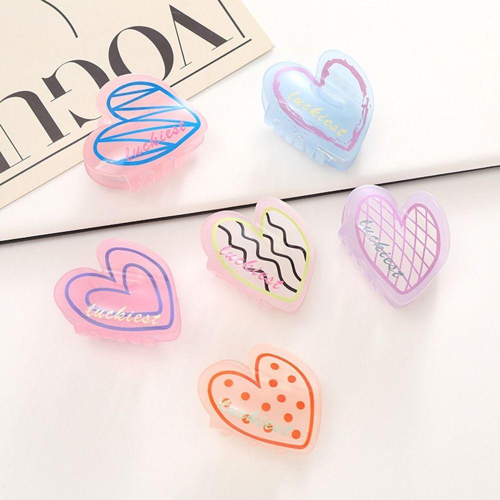 Needway Heart Claw Clips Hiasan Kepala Jepit Rambut Love Heart Acetic Acid Shark Clip Sweet Hair Clips Untuk Wanita