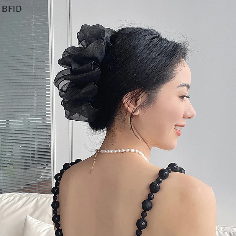 [BFID] Wanita Retro Hitam Ikatan Simpul Grip Klip Ponytail Kepang Elegan Klip Rambut Mesh Hair Claw Clip Fashion Hiasan Kepala Aksesoris Rambut [ID]