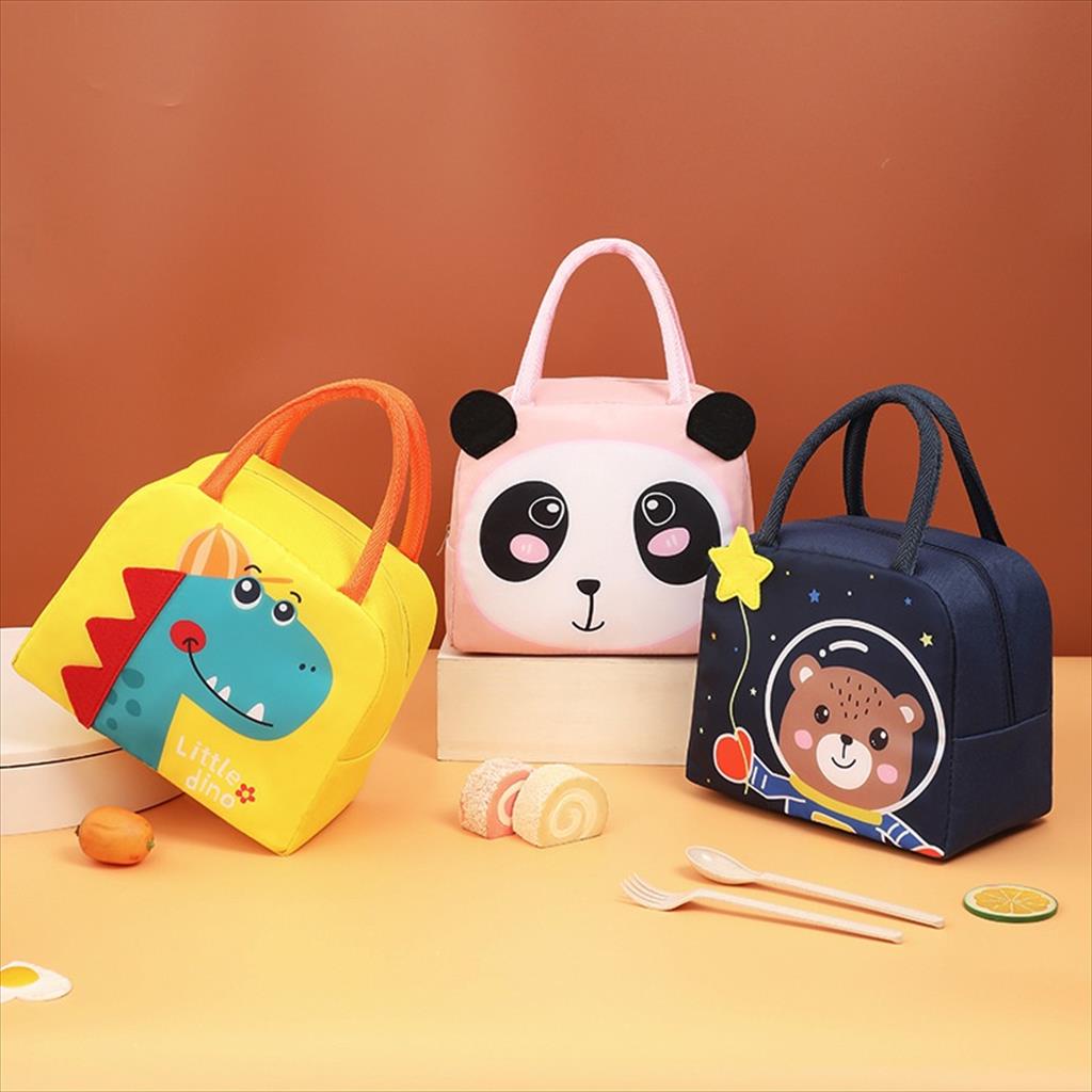 Tas Bekal 3D Motif Cartoon Lunch Cooler Bag Makanan Aluminium Kotak Makan Lucu