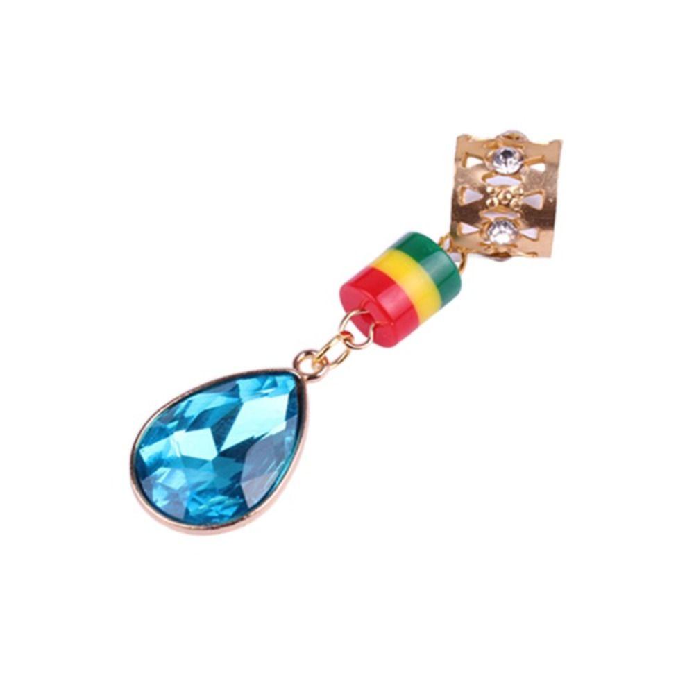 Needway Cincin Rambut Gesper Fasion Dekorasi Hollow Menjuntai Gimbal Alloy Manik-Manik Gimbal Emas Untuk Wanita