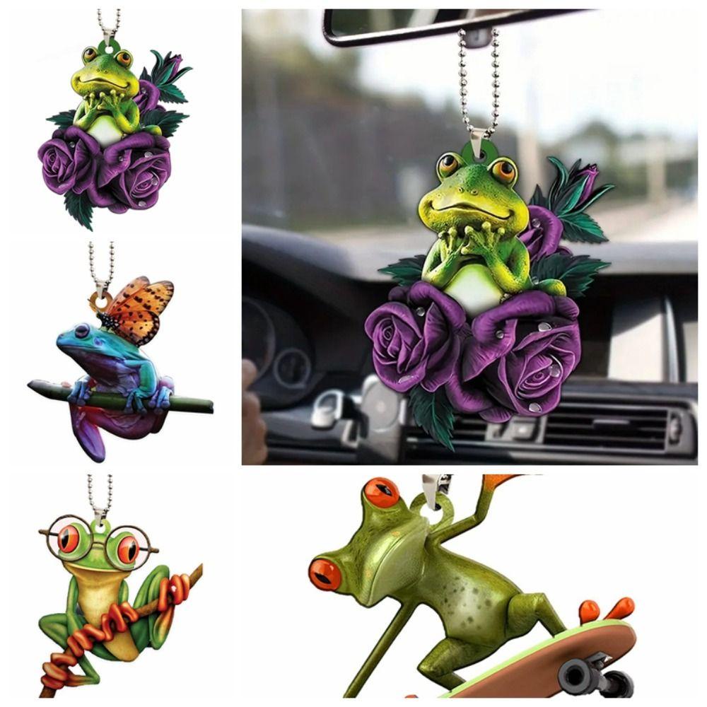 Lanfy Kodok Mobil Ornamen Mobil Dekorasi Rumah Lucu Auto Gantung Liontin Kodok Ransel Keyring Kodok Hijau Akrilik Frog Hanging Ornament Untuk Dekorasi Interior Kendaraan