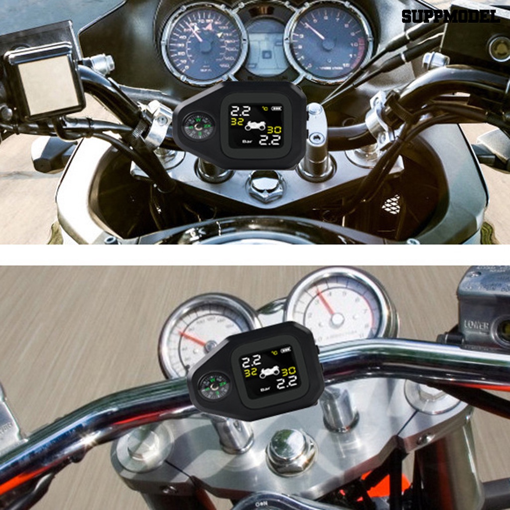 [SM] Motor TPMS Dengan Kompas Tahan Debu Pemasangan Mudah Tahan Suhu Tinggi Hemat Daya Layar LCD Monitor Tekanan Ban Sensor Eksternal Presisi Tinggi Untuk Motor
