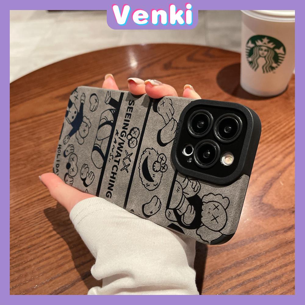 VENKI - Untuk iPhone 11 Case Leather Pupil Suede Case Soft Shockproof Phone Case Perlindungan Kamera Kartun Klasik Kompatibel dengan iPhone 14 13 Pro max 12 Pro max xr xs 7Plus 8Plus