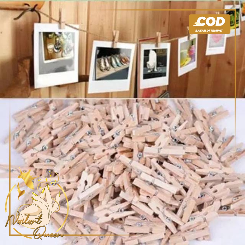 Penjepit Jepitan Polos Klip Foto Polos Kertas Kayu Wooden Polos 3,5 cm