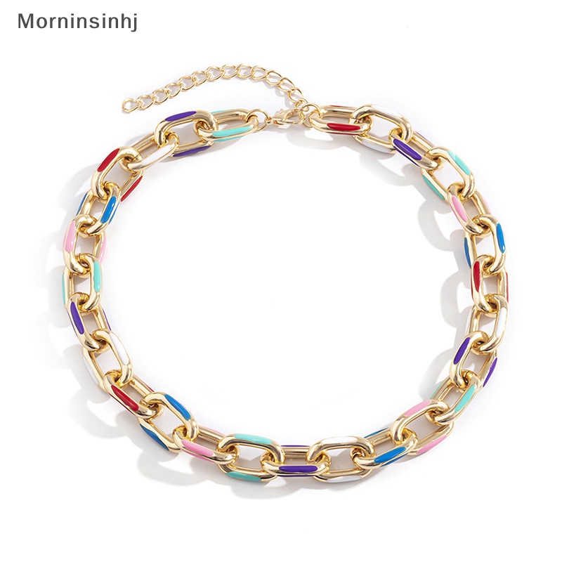 Mornin Warna-Warni Dicat Rantai Aluminium Choker Kalung Wanita Kuba Link Chain Necklace id