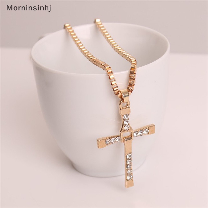 Mornin Fashion Pria Klasik Salib Liontin Kalung Kristal Berlian Imitasi Necklace Jewelry id