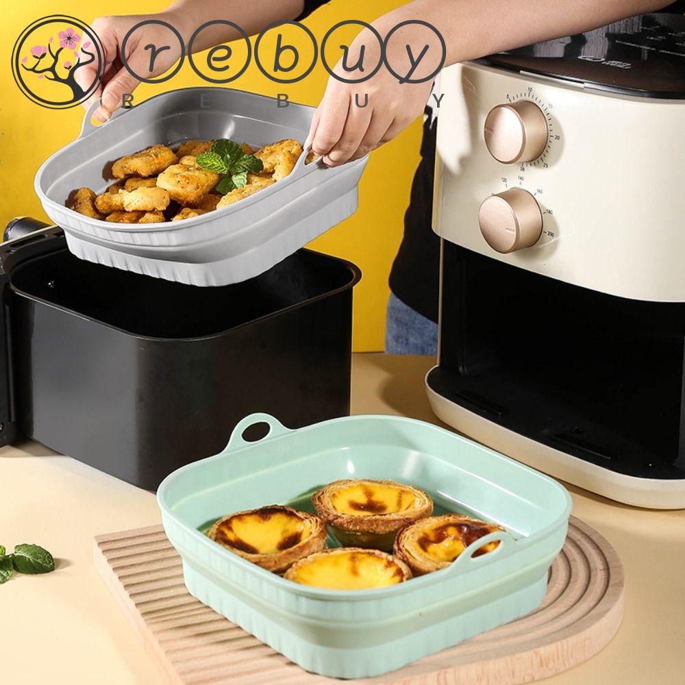 Rebuy Air Fryer Baking Plate Non Stick Tahan Suhu Tinggi Peralatan Makan Silikon Tikar Barbekyu Persegi