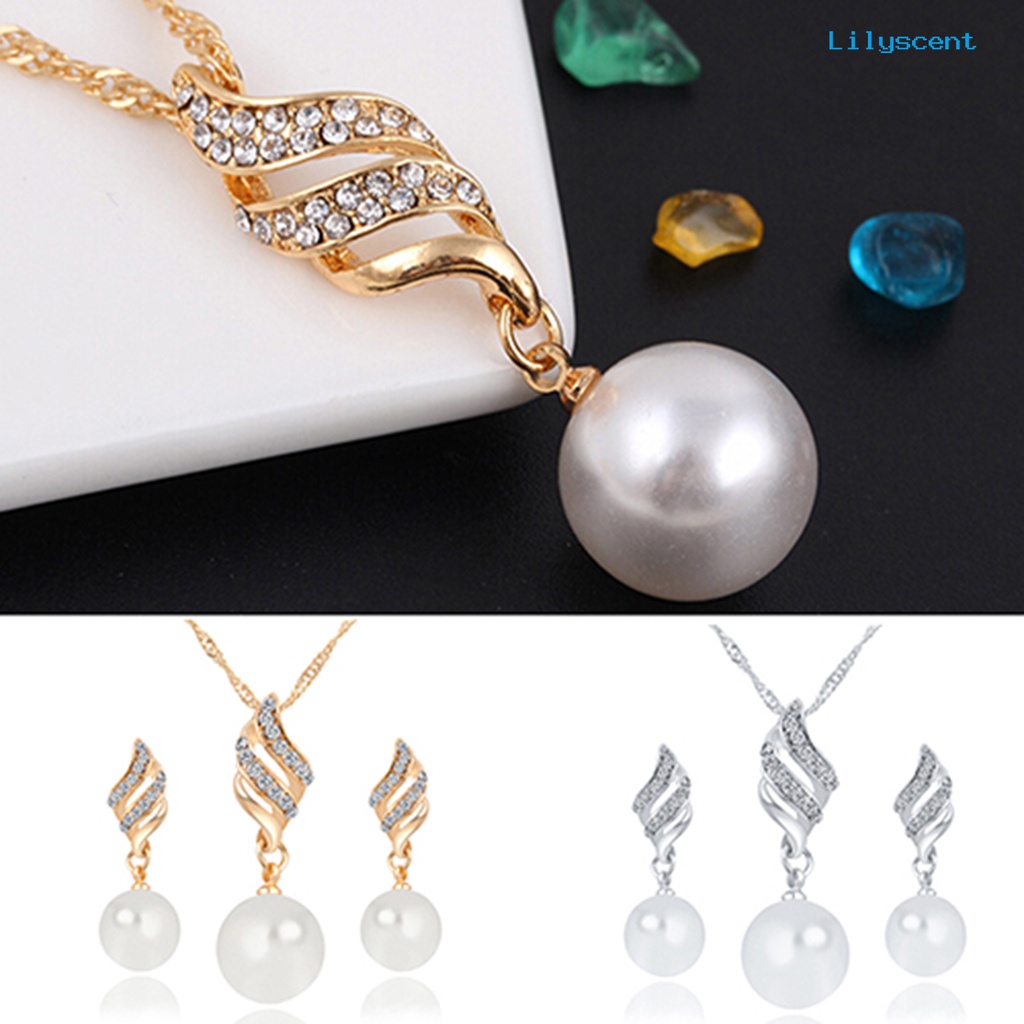 [LS]Earrings Set Anting Mutiara Imitasi Bahan Alloy Tahan Lama Kualitas Tinggi Elegan Warna Untuk Travel