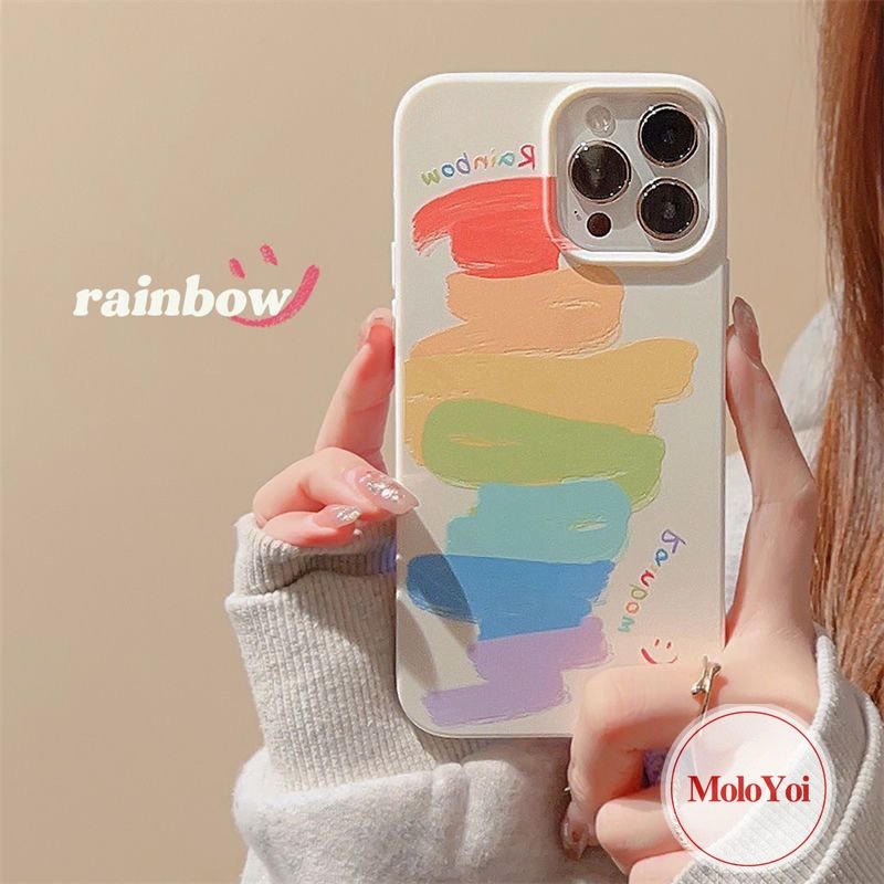 IPHONE Glossy Pola Cat Air Tidak Teratur Tahan Guncangan Case Kompatibel Untuk Iphone11 14 13 12 Pro Max XR XS X Max8 7 Plus SE 2020fashion Colorful Doodle Paint Rainbow Lembut Tpu Penutup Belakang
