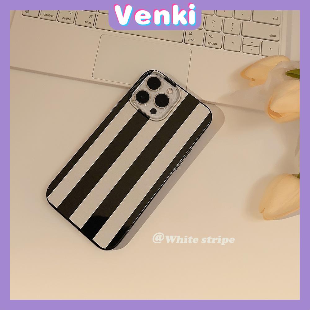 VENKI - Untuk iPhone 11 iPhone Case Hitam Glossy TPU Lembut Tahan Guncangan Perlindungan Kamera Garis Hitam dan Putih Sederhana Kompatibel dengan iPhone 14 13 Pro max 12 Pro Max xr xs max 7 8