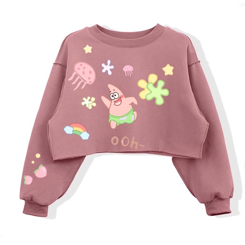 BEFAST - ZGW OOTD WANITA SWEATER NIA / Sweater Crop PETRIK OOH Fleece (LD 110, P 43) / Sweater Crop Motif Kartun / Atasan Wanita lengan Panjang / Pakaian Kekinian Remaja ABG / Sweater Crop Ala Wanita Korean Style / Termurah