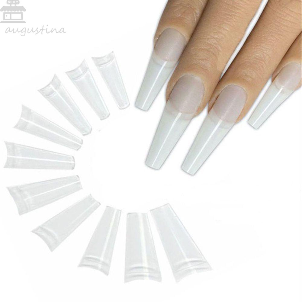 Agustina Ballerina Kuku Palsu Ultra Tipis Profesional Tekan Di Kuku French Manicure Long Fake Nail Art Tips