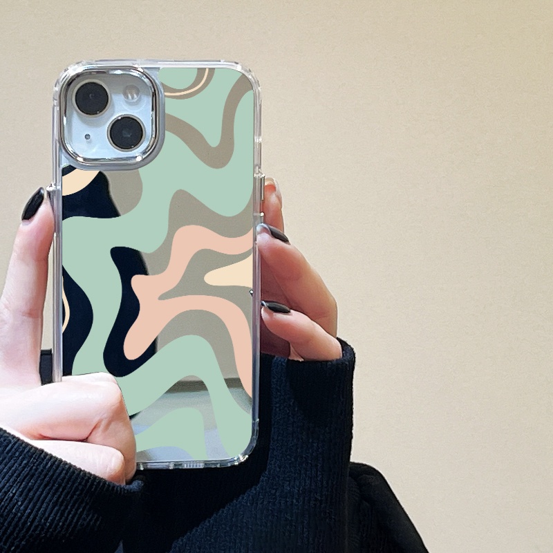 IPHONE Art Lukisan Cermin Ponsel Case Kompatibel Untuk Iphone11 12 13 14 12Pro 13Pro 14Pro Pro Max XR X XS Max Electroplating Tombol Perlindungan Mirror Cover