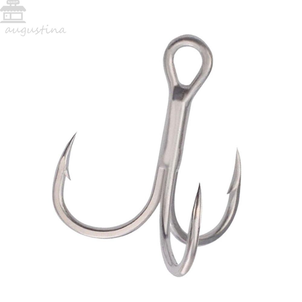 AUGUSTINA Agustinina Memancing Treble Hook Tajam 10 Pcs Air Tawar Air Laut Baja Karbon Tinggi Rotary Diperkuat Las Treble Hooks