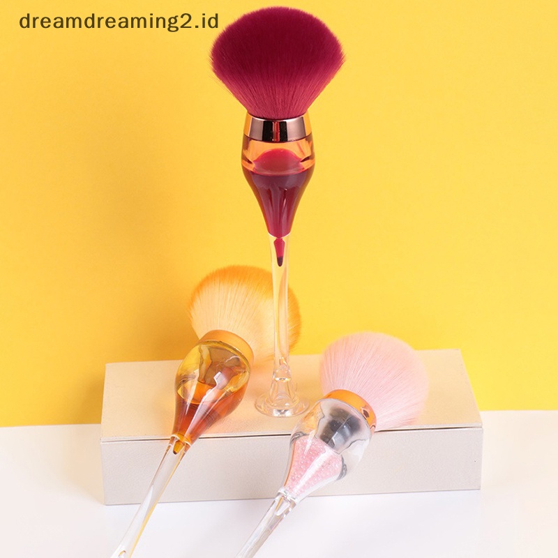(drea) 1pc Sikat Bubuk Mineral Bentuk Gelas Anggur Makeup Brush Foundation Lembut Berbulu //