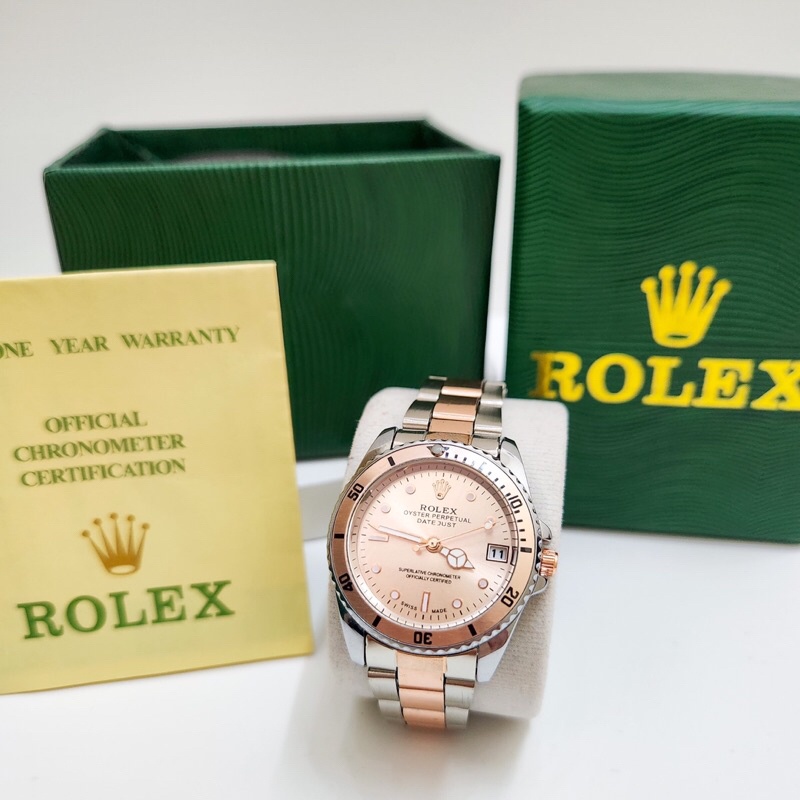 Terlaris Jam Tangan Wanita Rolex Strap Rantai Free Box Ori Baterai R23