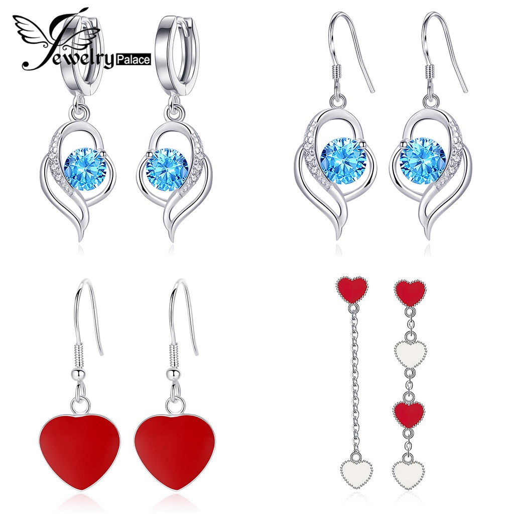 Jewelrypalace 925asli Tusuk Berlian Hati Wanita Moissanite Love Anting Perhiasan Perak M053