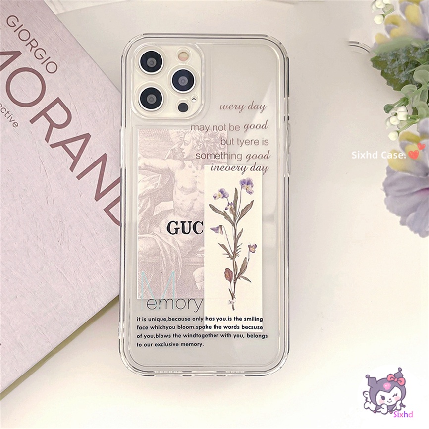 IPHONE Kompatibel Untuk Iphone14 13 12 11 Pro Max SE2020 X XR Xs Max7 8 6 6s Plus Ins Sederhana Vintage Inggris Bunga Pencegah Jatuh Silicon Phone Case Lembut TPU Shockproof Cover