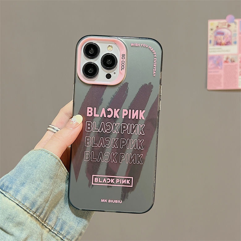 IPHONE Casing Ponsel Desain Signature Double Layer Colorful Silver Full Screen Hitam Dan Pink Kompatibel Dengan Iphone12 13 14 11 Pro Max Qqzs