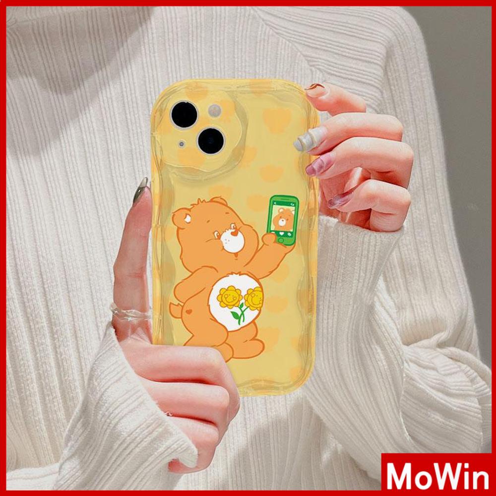 Case iPhone 14 Pro Max iPhone Case 3D Tepi Melengkung Gelombang Bening Case TPU Airbag Tahan Guncangan Kamera Case Beruang Lucu Kompatibel dengan iPhone 13 Pro Max 12 Pro Max 11 xr xs 7Plus 8Plus