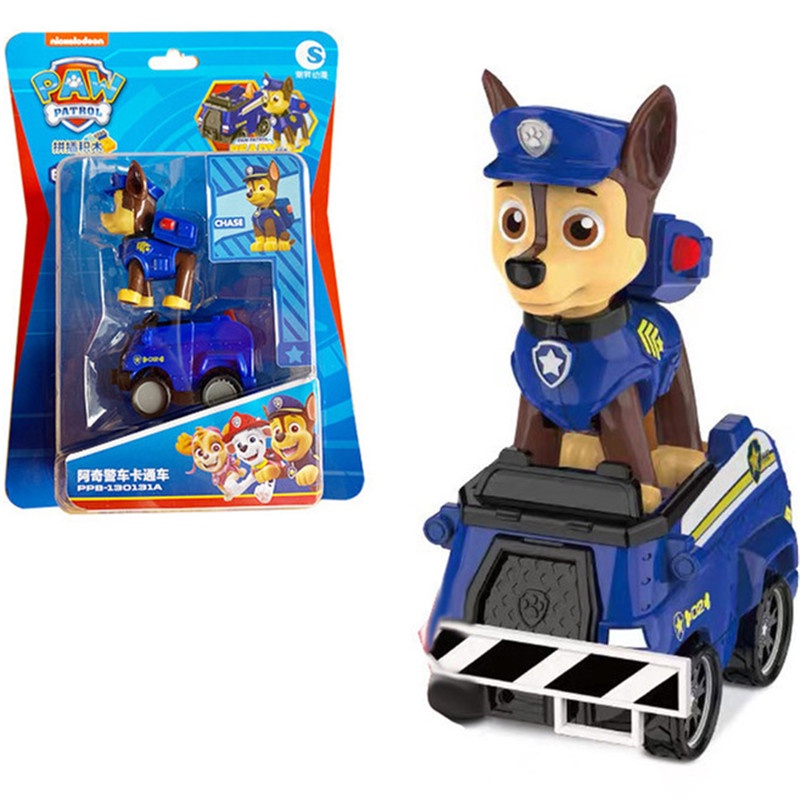 &lt; Tersedia &gt; Kartun Paw Patrol Rebound Kendaraan Mainan Set Karakter Ryder Skye Marshall Chase Rescue Mobil PVC Action Figure Anak