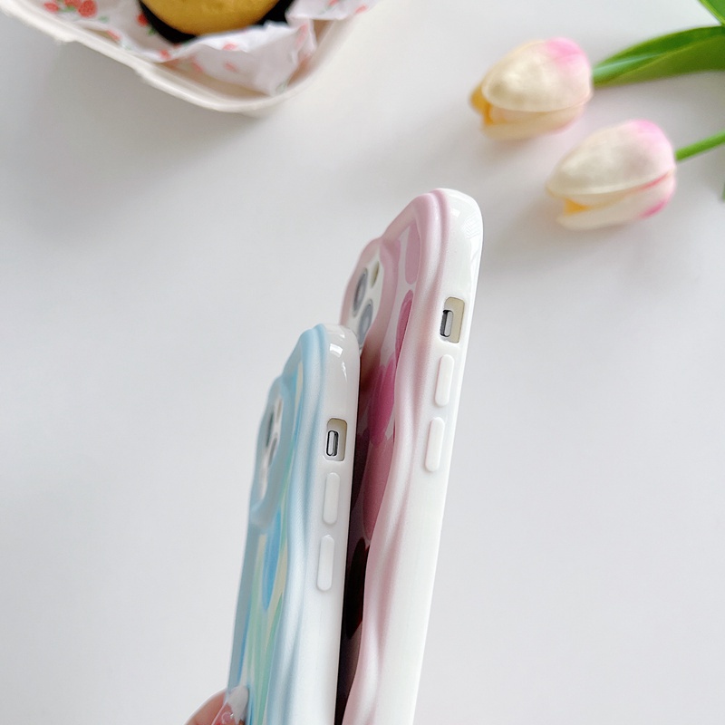 Cream Casing Nice Blue Tulip Soft Case HP iP iPhone 6 6S 7 8 14 + Plus SE 2020 2022 X XS XR 11 12 13 Pro Max