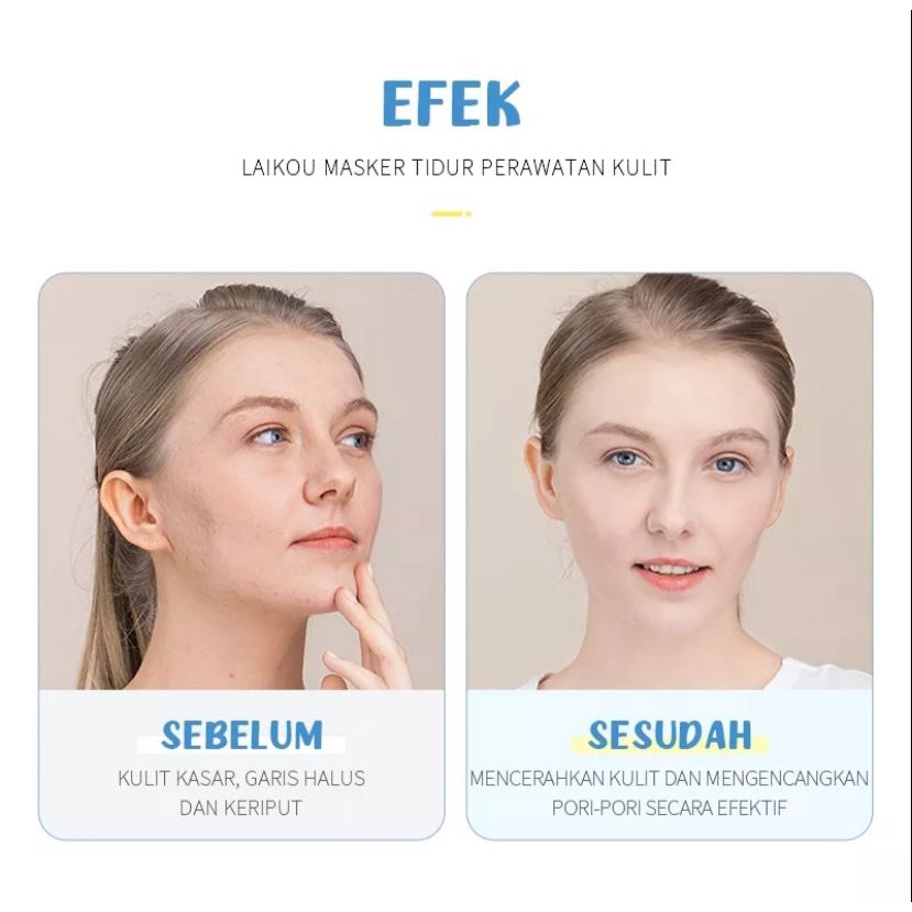 LAIKOU Sleeping Mask SKIN REJUVENATION Peremajaan Kulit Krim Wajah Malam Mengurangi Jerawat Tanpa Bilas 1pcs